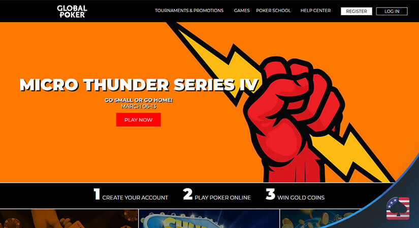 Image of Global Poker Homepage and Tournament Series
