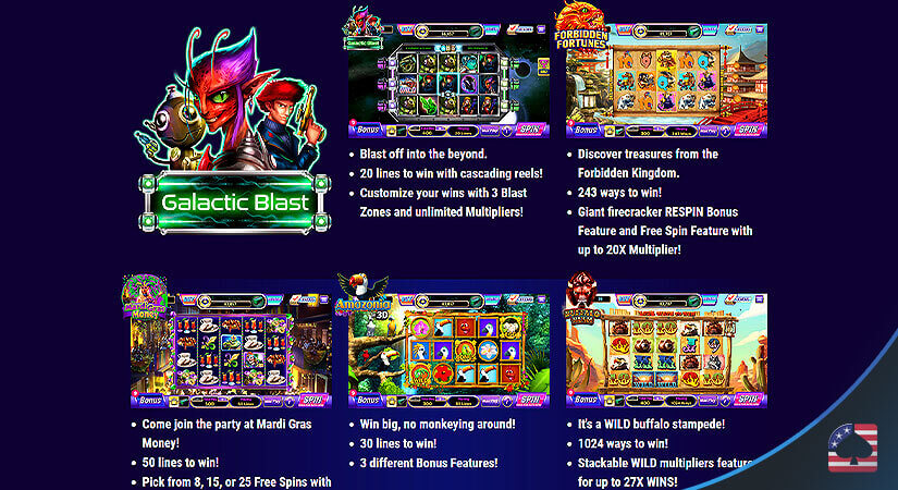 Image of Slot Games Available to Play at LuckyLand Slots Casino