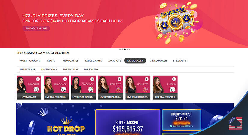 Image of Live Dealer Games Featured on Slots.lv